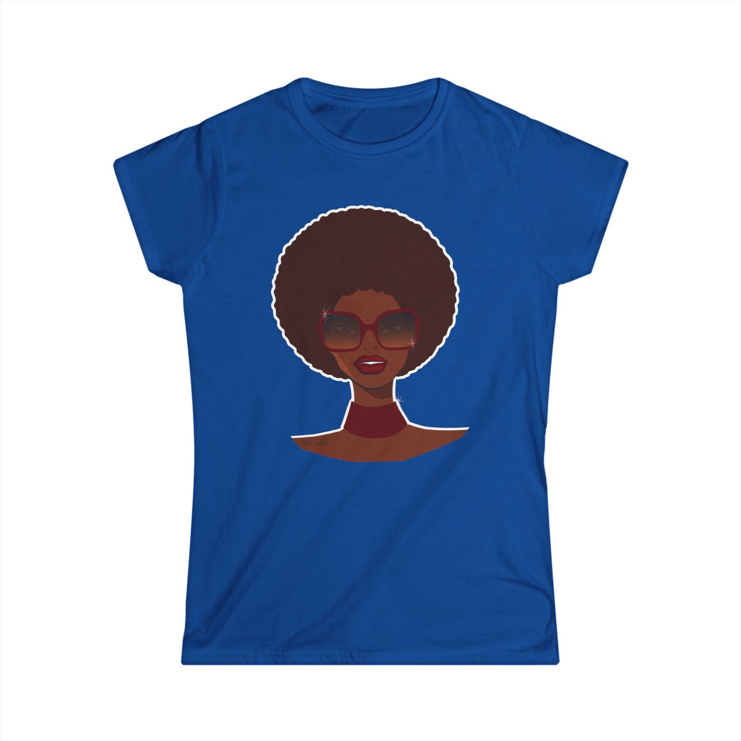 That Girl Afro and Red Shades Shirt
