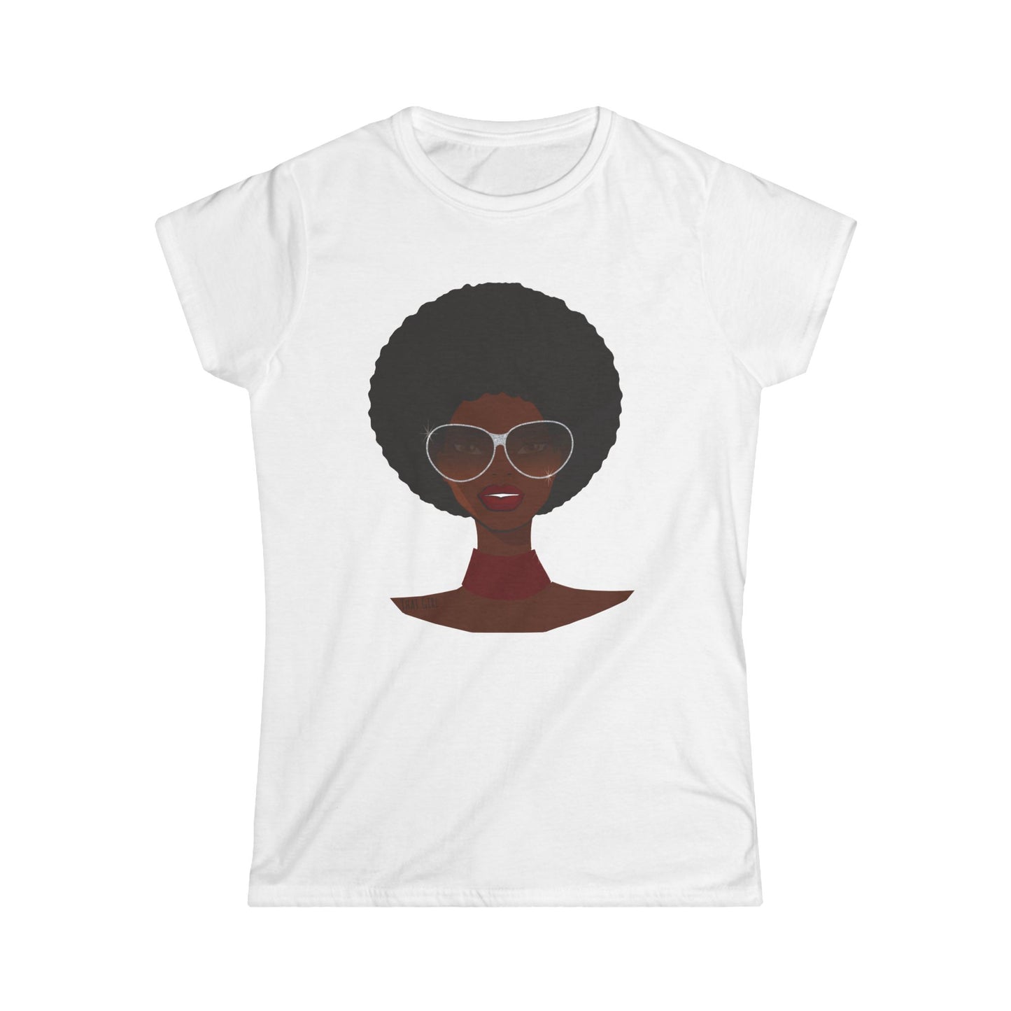 That Girl Afro and Faux Glitter Printed Shades Shirt