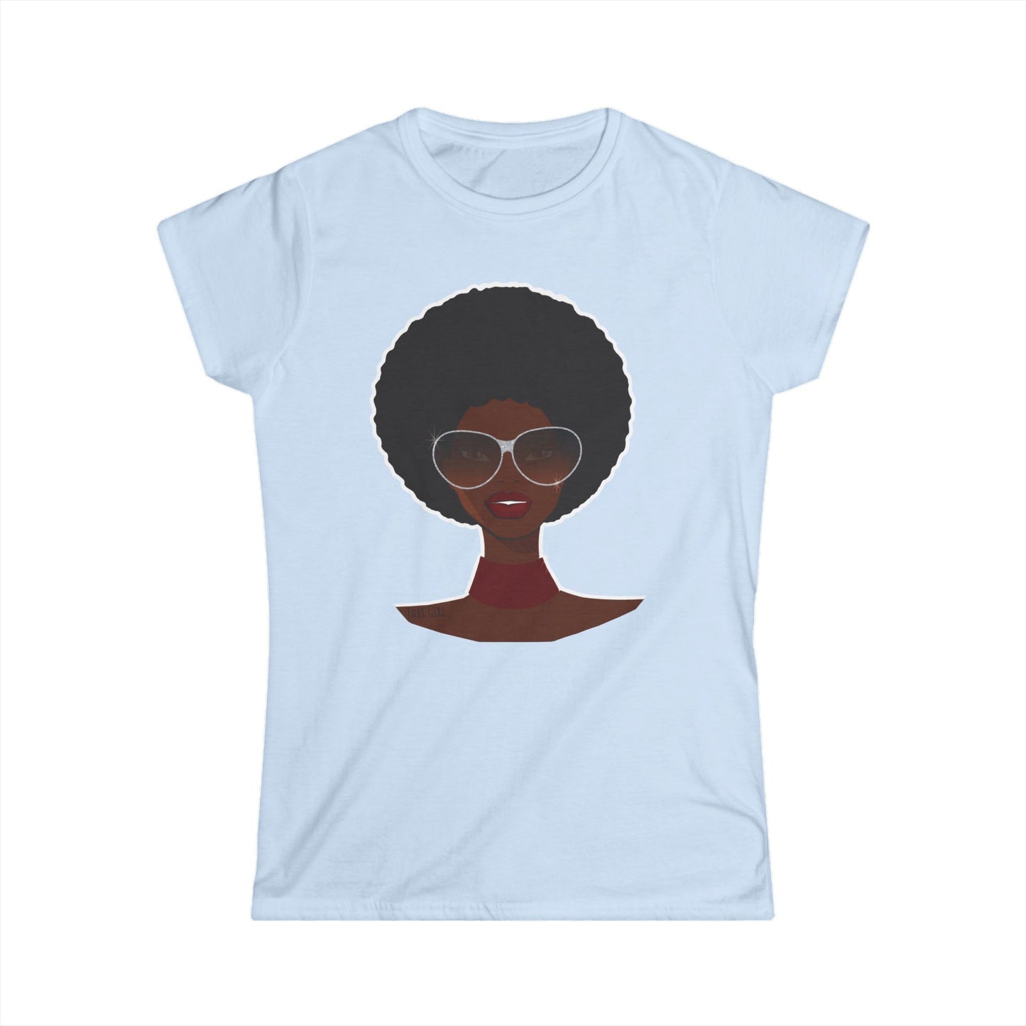 That Girl Afro and Faux Glitter Printed Shades Shirt