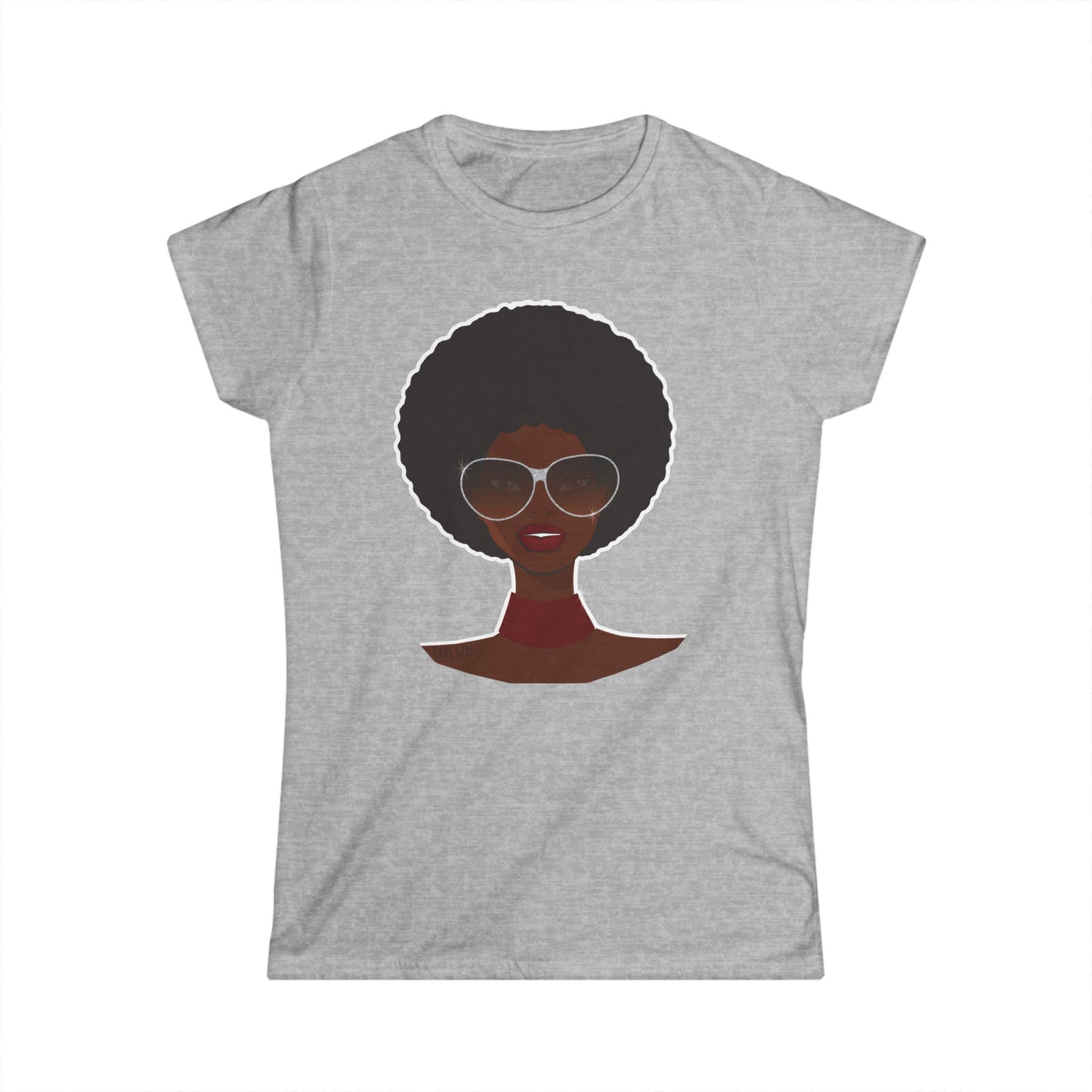 That Girl Afro and Faux Glitter Printed Shades Shirt