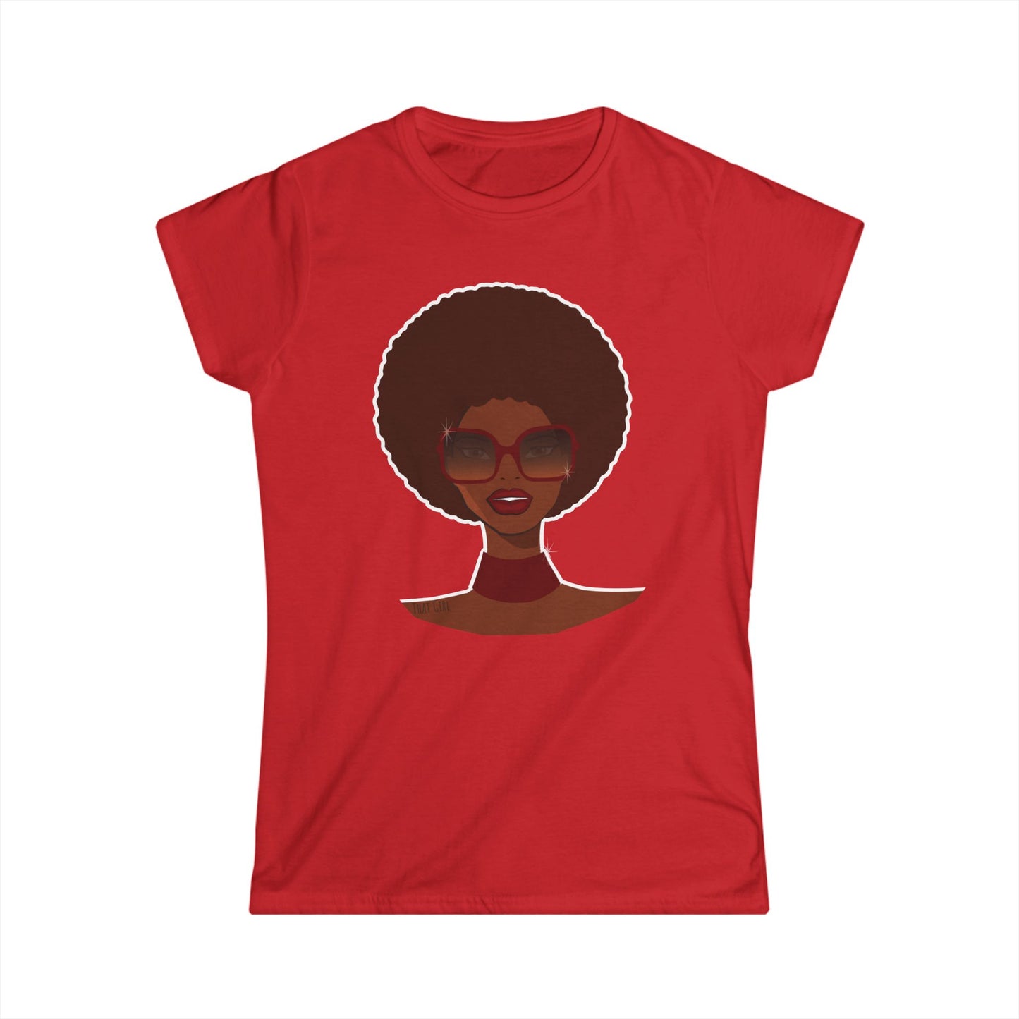 That Girl Afro and Red Shades Shirt