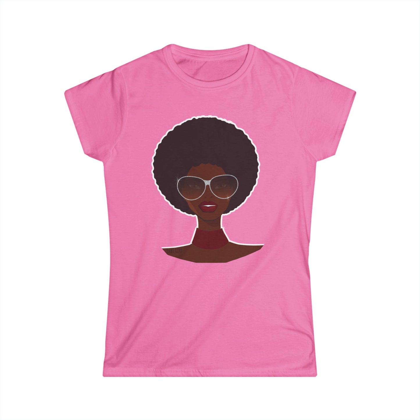 That Girl Afro and Faux Glitter Printed Shades Shirt